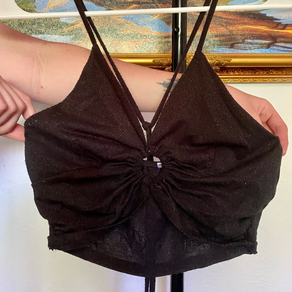Black sparkly crop top